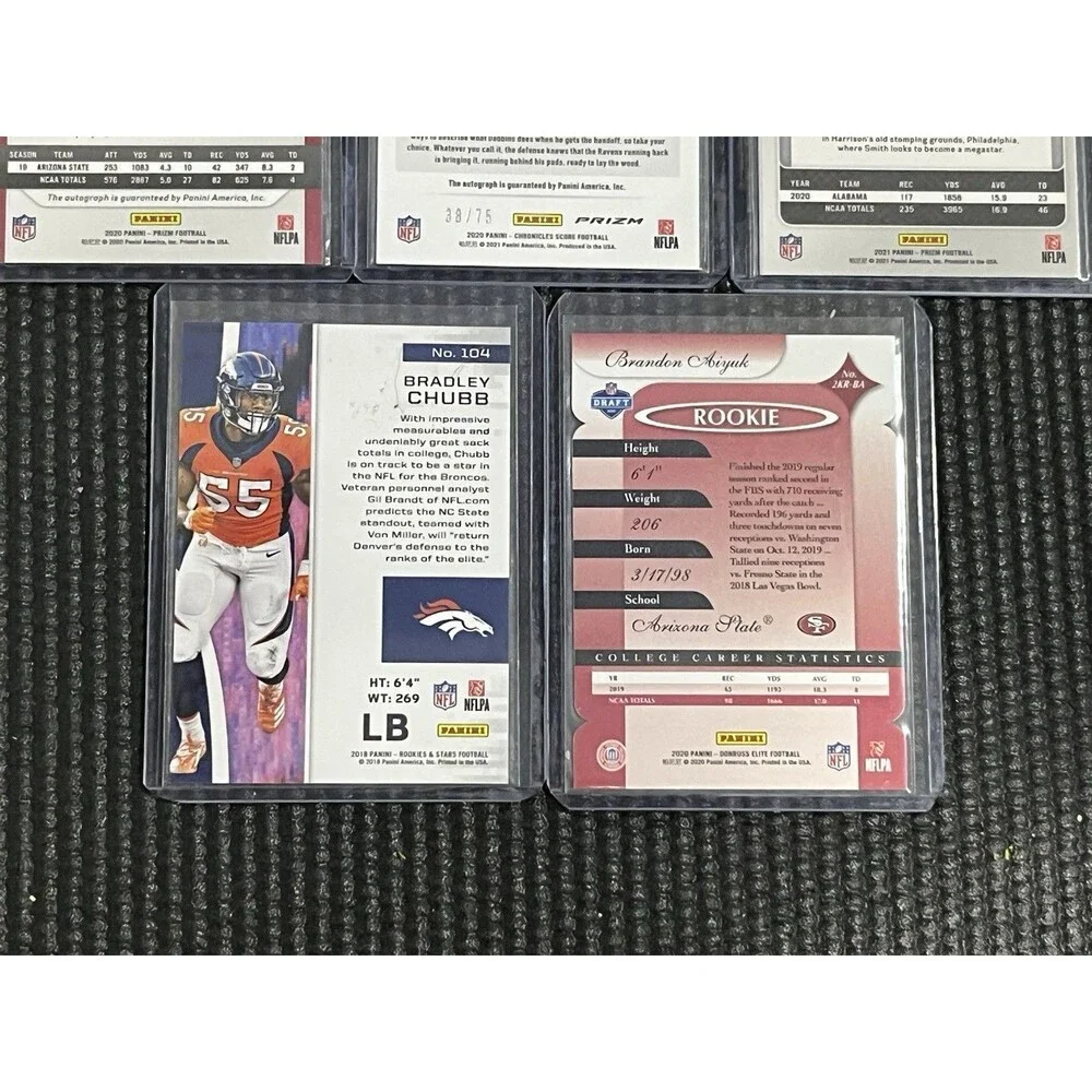 NFL Football Card Lot 8pc, 2 AUTOS, Numbered /10 /67 /75 Waddle DeVonta Smith RC